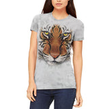 Tribal Tiger Face Juniors Soft T Shirt