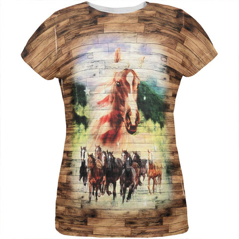 4th of July Wild Horse Mustang Patriot All Over Womens T Shirt