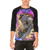Zebra Lovers Splatter Mens Raglan T Shirt