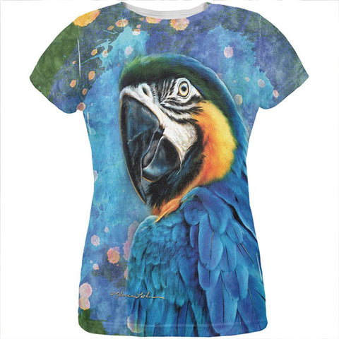 Exotic Blue Gold Macaw All Over Womens T Shirt