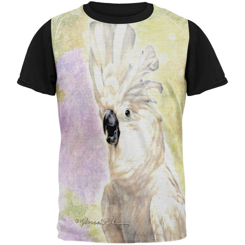 Screaming Cockatoo All Over Mens Black Back T Shirt