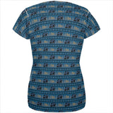 Grizzly Bear Adirondack Pattern Blue All Over Womens T Shirt