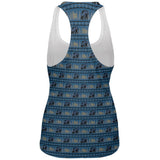 Grizzly Bear Adirondack Pattern Blue All Over Womens Work Out Tank Top