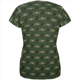 Grizzly Bear Adirondack Pattern Green All Over Womens T Shirt