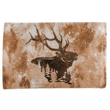 Distressed Brown Elk Silhouette All Over Hand Towel