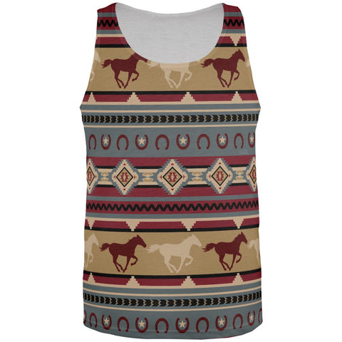 Southwestern Wild Horses Pattern All Over Mens Tank Top