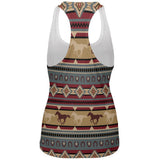 Southwestern Wild Horses Pattern All Over Womens Work Out Tank Top