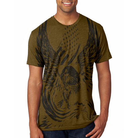 Screaming Eagle American Flag Mens Soft T Shirt front view