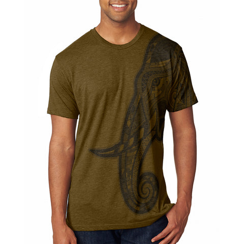 Tribal Mosaic Elephant Mens Soft T Shirt front view