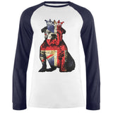 English British Bulldog Crown Grunge Flag Mens Long Sleeve Raglan T Shirt
