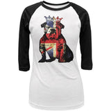 English British Bulldog Crown Grunge Flag Juniors 3/4 Sleeve Raglan T Shirt