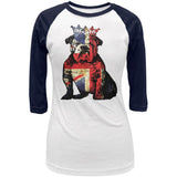 English British Bulldog Crown Grunge Flag Juniors 3/4 Sleeve Raglan T Shirt