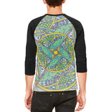 Mandala Trippy Stained Glass Chameleon Mens Raglan T Shirt