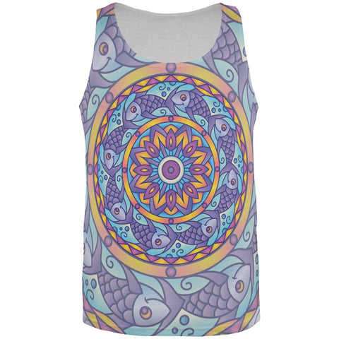 Mandala Trippy Stained Glass Fish All Over Mens Tank Top