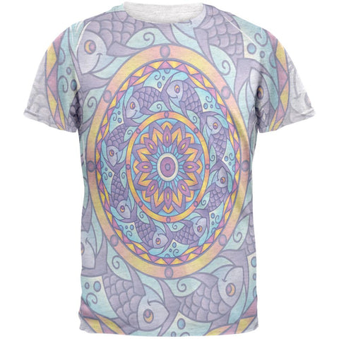 Mandala Trippy Stained Glass Fish Mens T Shirt
