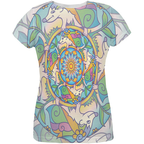 Mandala Trippy Stained Glass Hedgehog All Over Womens T Shirt