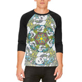 Mandala Trippy Stained Glass Panda Mens Raglan T Shirt