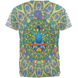 Mandala Trippy Stained Glass Peacock All Over Mens T Shirt