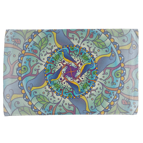 Mandala Trippy Stained Glass Spring Birds All Over Hand Towel