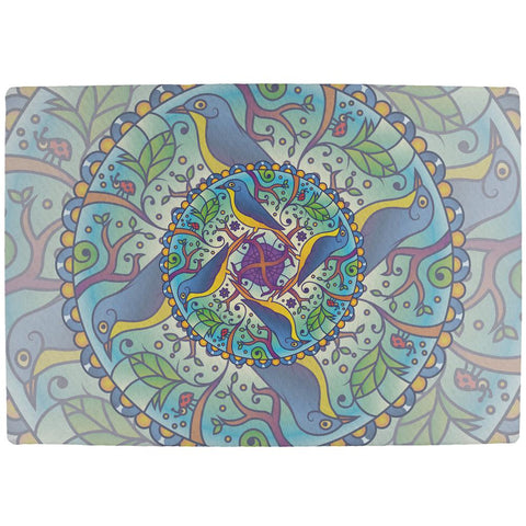Mandala Trippy Stained Glass Spring Birds All Over Indoor Mat