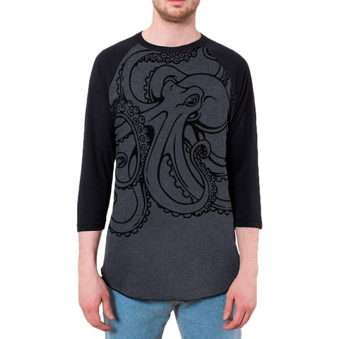 Octopus Outline Mens Raglan T Shirt