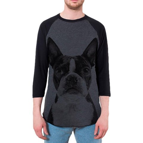 Boston Terrier Vintage Mens Raglan T Shirt