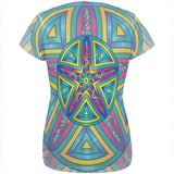 Mandala Trippy Stained Glass Starfish All Over Womens T Shirt