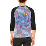 Mandala Trippy Stained Glass Dolphins Mens Raglan T Shirt
