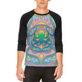 Mandala Trippy Stained Glass Octopus Mens Raglan T Shirt