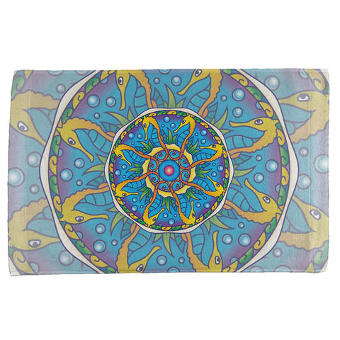 Mandala Trippy Stained Glass Seahorse All Over Hand Towel