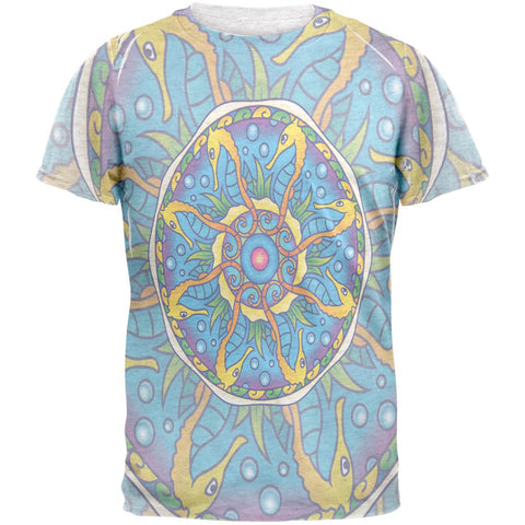 Mandala Trippy Stained Glass Seahorse Mens T Shirt