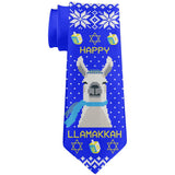 Llama Llamakkah Ugly Hanukkah Sweater All Over Neck Tie