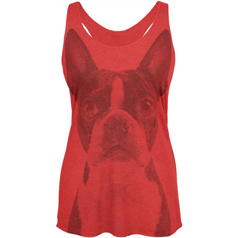 Boston Terrier Vintage Womens Soft Racerback Tank Top