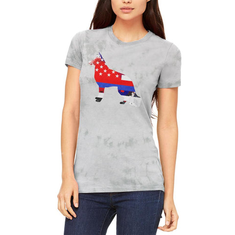 K9 German Shepherd Thin Blue Line Distressed Splatter Juniors Soft T Shirt