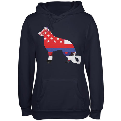 K9 German Shepherd Thin Blue Line Distressed Splatter Juniors Soft Hoodie