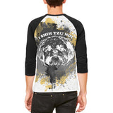 I Shih Tzu Not Funny Splatter Grunge Mens Raglan T Shirt