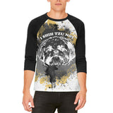 I Shih Tzu Not Funny Splatter Grunge Mens Raglan T Shirt