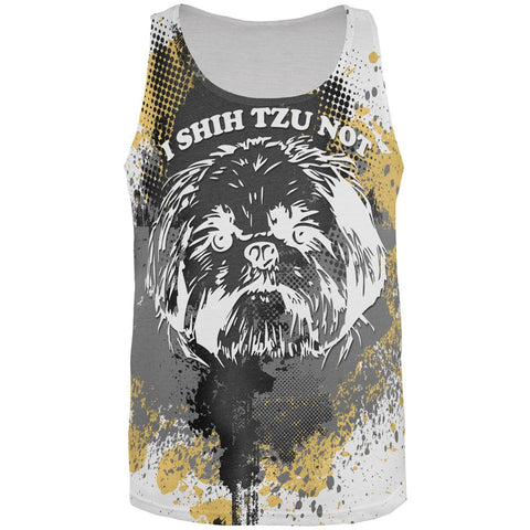 I Shih Tzu Not Funny Splatter Grunge All Over Mens Tank Top