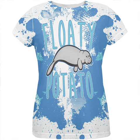 Floaty Potato Manatee Funny Grunge Splatter All Over Womens T Shirt