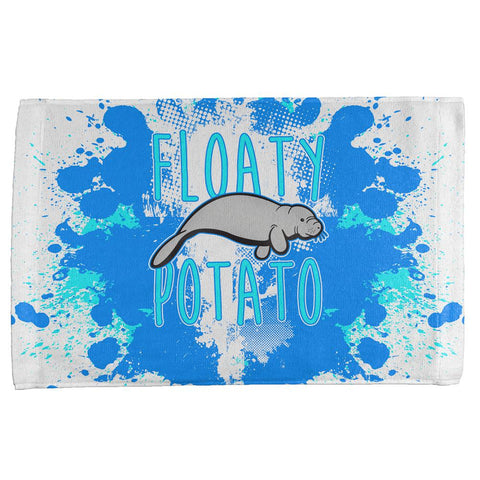 Floaty Potato Manatee Funny Grunge Splatter All Over Hand Towel