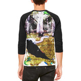 Great Blue Heron Abstract Paint Mens Raglan T Shirt