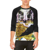 Great Blue Heron Abstract Paint Mens Raglan T Shirt