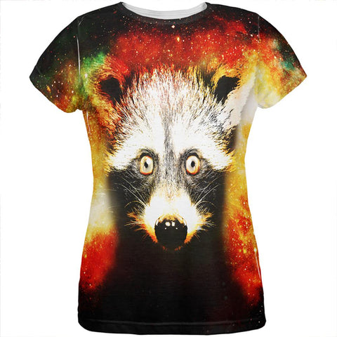 Galaxy Trash Panda Raccoon All Over Womens T Shirt