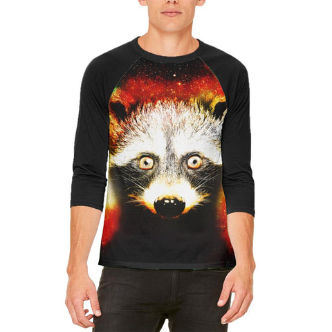 Galaxy Trash Panda Raccoon Mens Raglan T Shirt