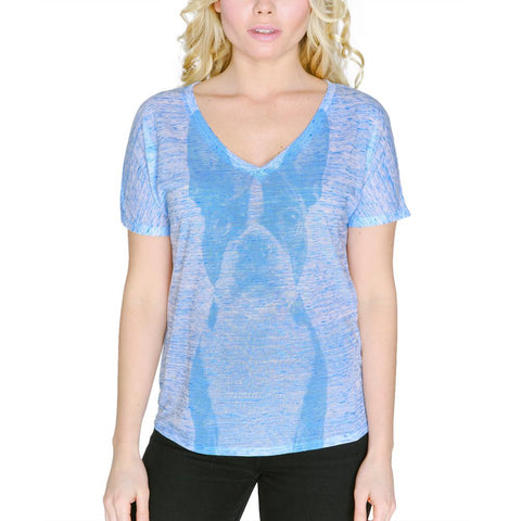 Cute Boston Terrier Face Women's Slouchy V-Neck T Shirt