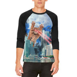 Giant Cat Laser Rampage and Destroy Mens Raglan T Shirt