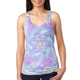 Trippy Dolphin Mandala Vintage Juniors Burnout Racerback Tank Top