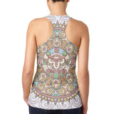 Trippy Owl Mandala Vintage Juniors Burnout Racerback Tank Top