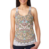 Trippy Owl Mandala Vintage Juniors Burnout Racerback Tank Top