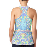 Trippy Peacock Mandala Vintage Juniors Burnout Racerback Tank Top